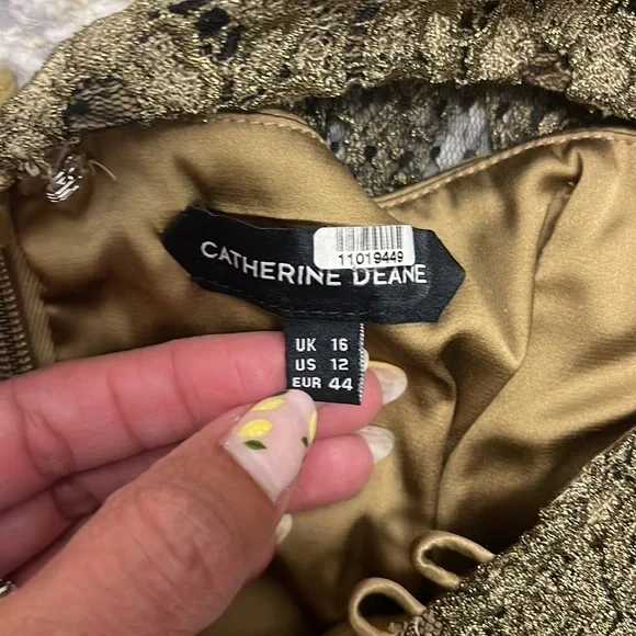 Catherine Deane Gold Lace Kate Dress - US Size 12 - Picture 6 of 8